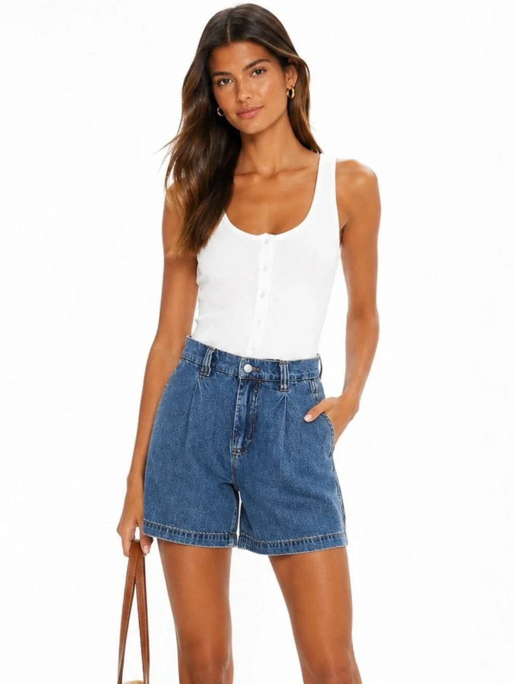 Current/Elliott Pleated Denim Shorts Size 28 NWT